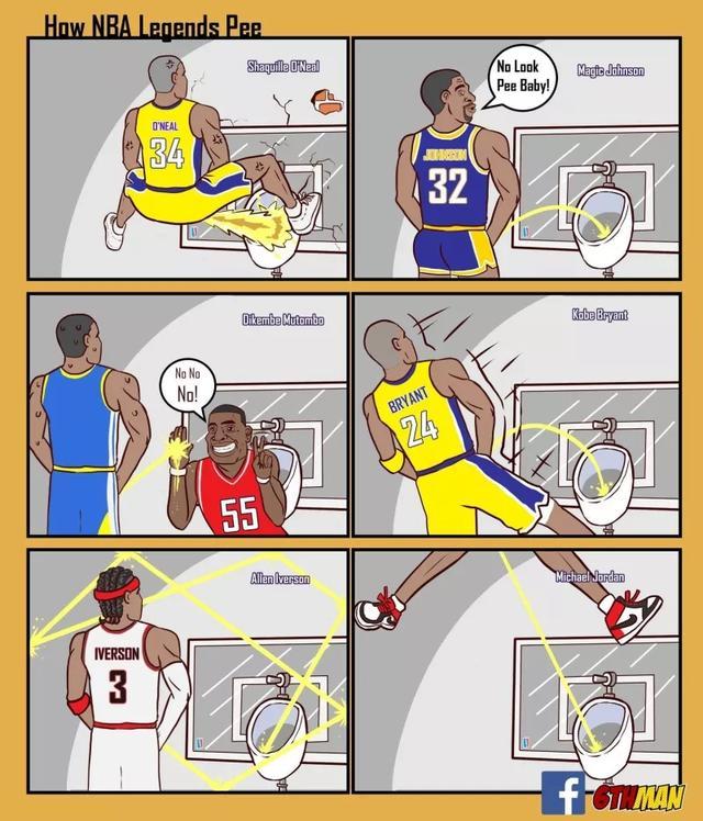 NBA球员是怎么撒尿的?乔丹的姿势最销魂,詹姆斯很黄很暴力!