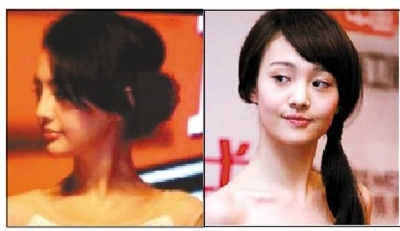 郑爽近日亮相（左），与之前清纯样貌（右）判若两人。